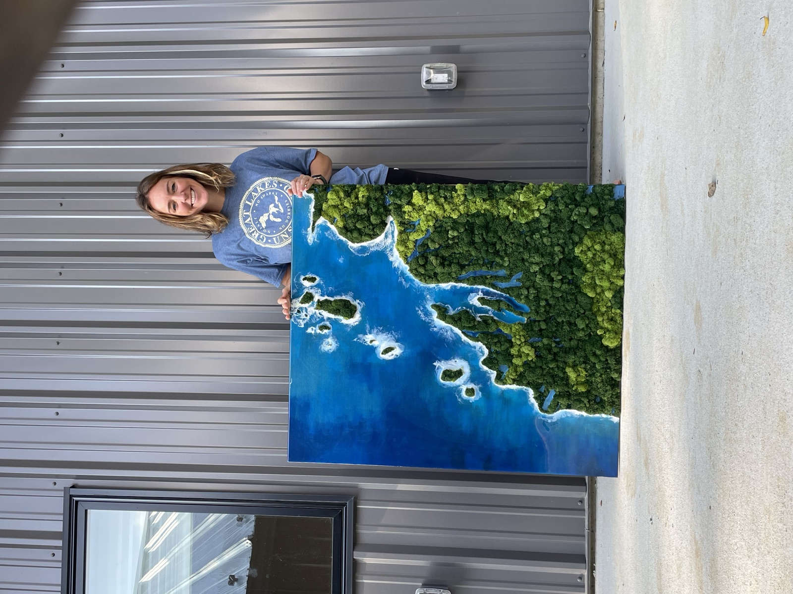 Great Lakes inspired aerial art piece