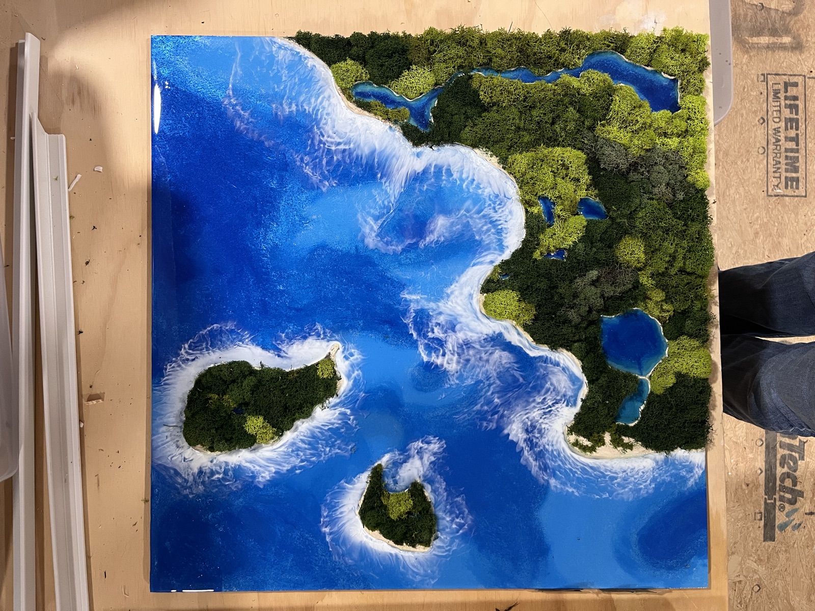A lake piece in progress, seen from above